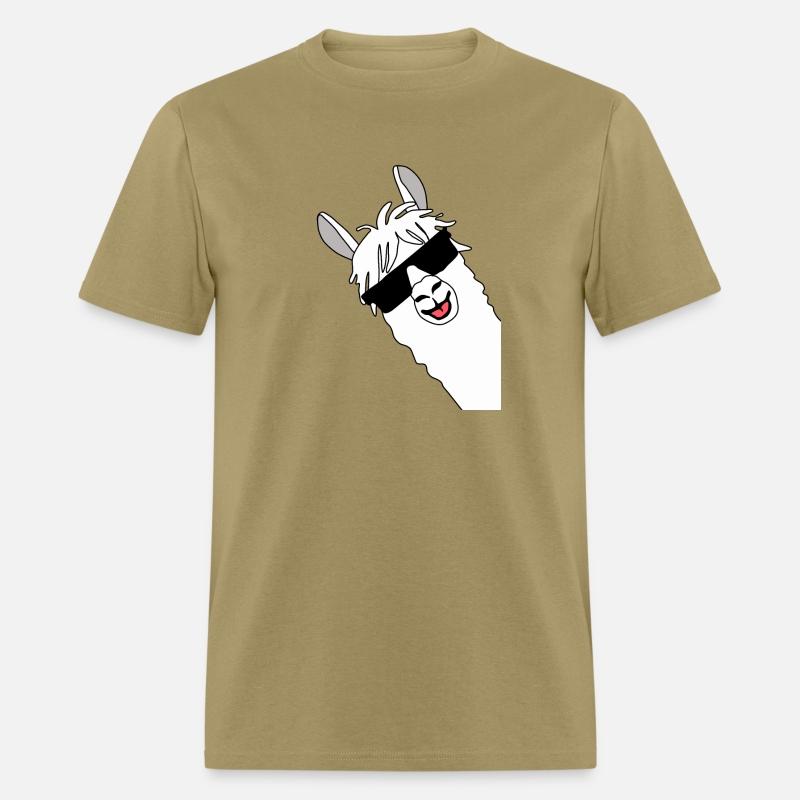 Waving alpaca comic lama in white with sunglasses