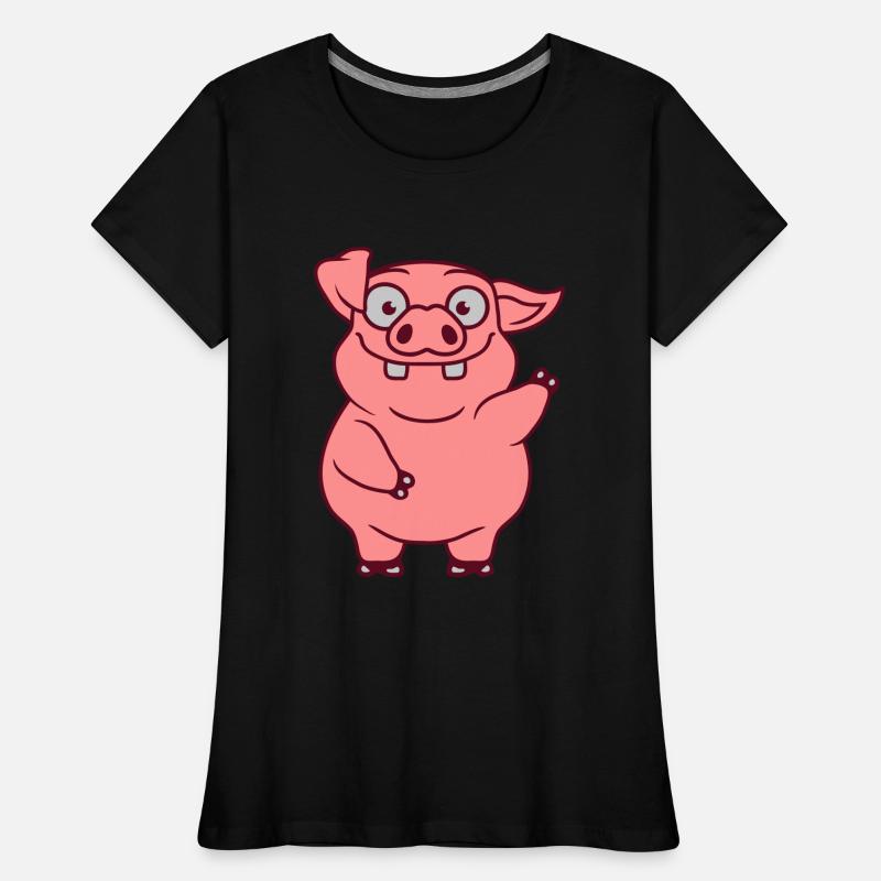 Waving funny pig cartoon